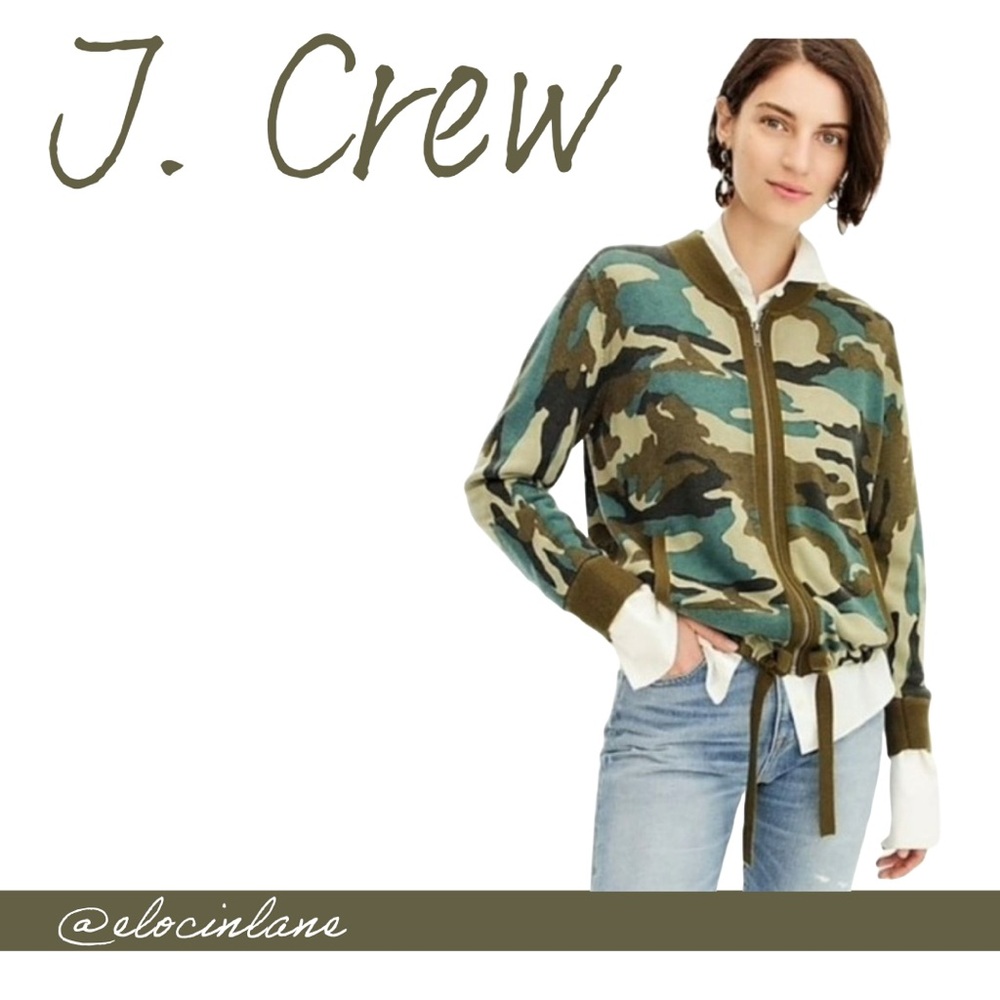 J. Crew Camo Zip Up Lightweight Sweater  Women’s S
